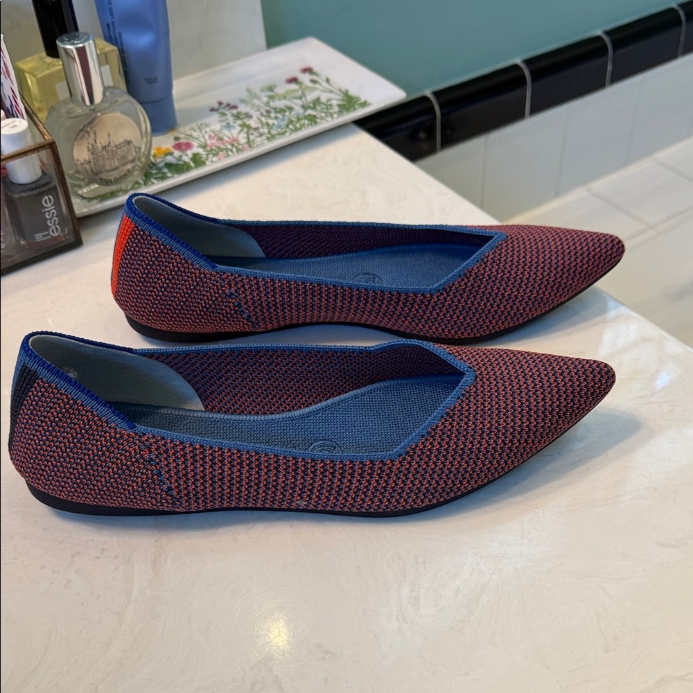 Rothy's Women's the Point Red and Blue Pointed Flats - Picture 7 of 8